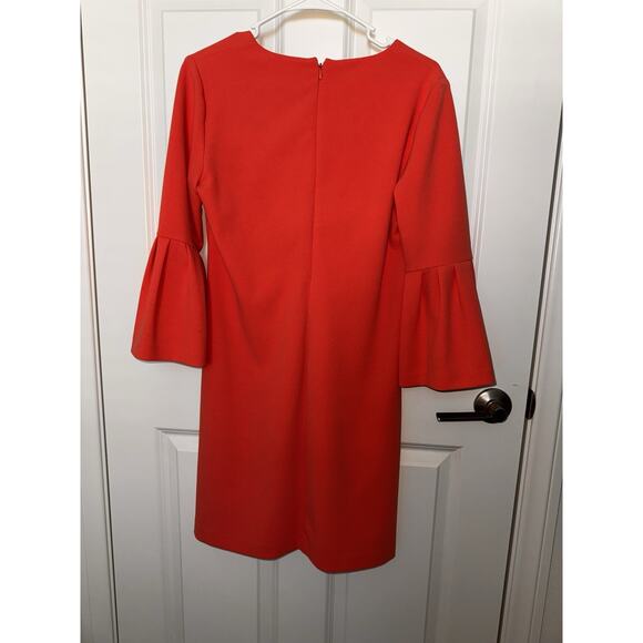 Donna Degnan Red V-neck Bell Sleeve Lined Mini Dress Size 2 - Picture 7 of 7